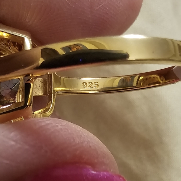 Sz 9, Northern Lights Quartz, White Zircon, 18K Yellow Gold Over 925 Silver,NWT - Picture 9 of 9